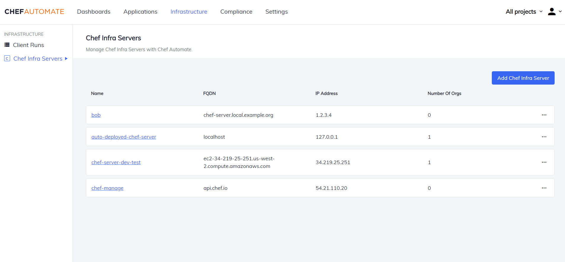 Chef Infra Server Page